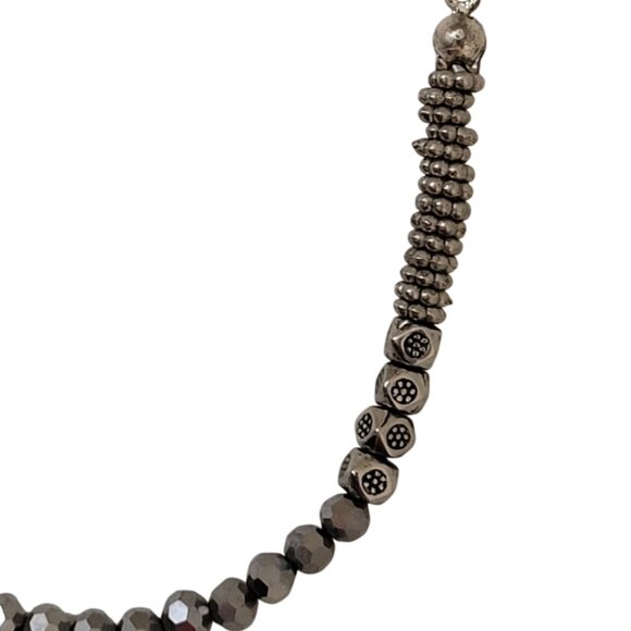 Unique Eclectic Sparkly Dark Silver Beaded Necklace - Picture 5 of 5